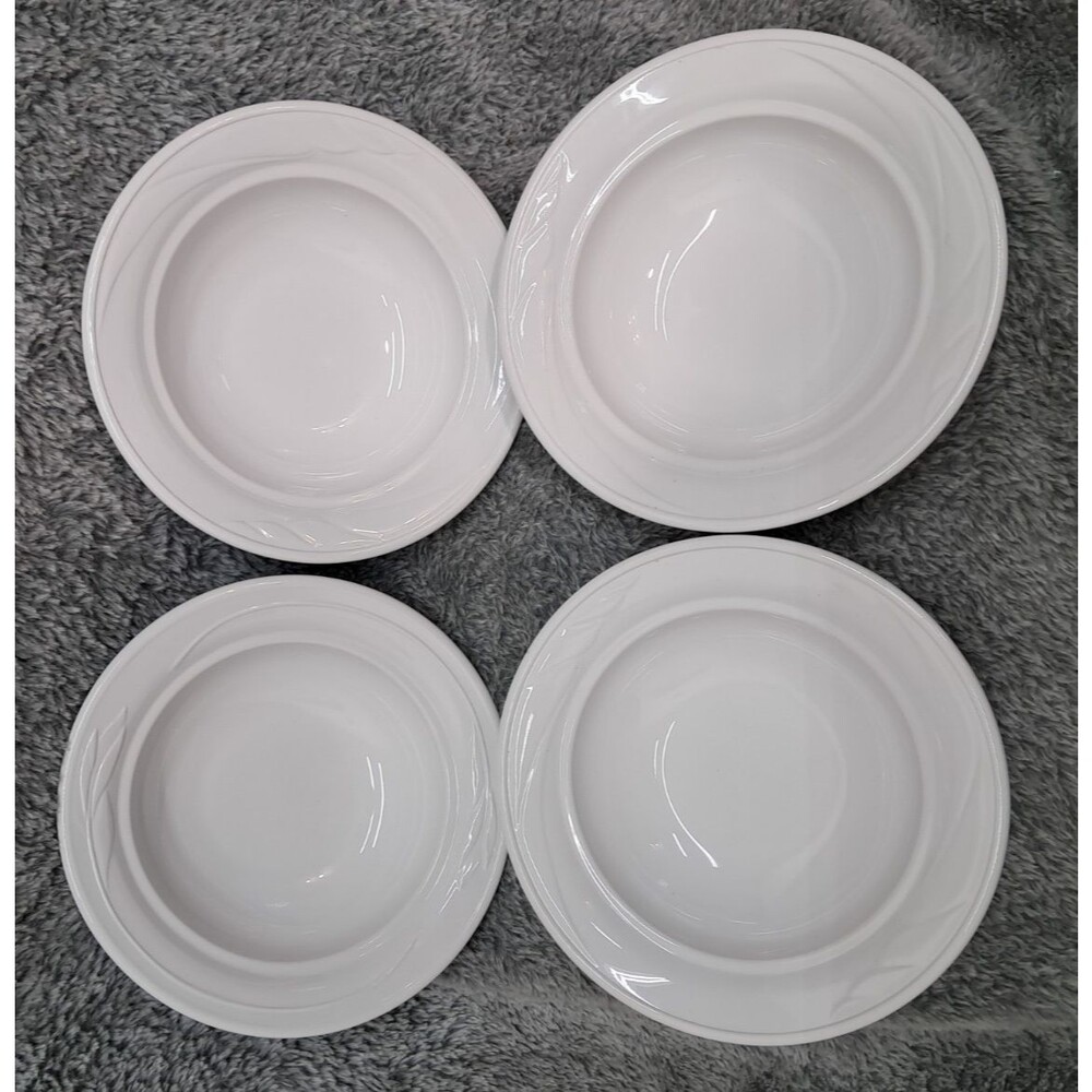 Set of 4 Corning Ware Casual Elegance White L-20 Soup Cereal Bowl 7 7/8" Round